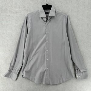 PAL ZILERI Italy Gray Cotton Button-up Casual Shirt Size 15 3/4